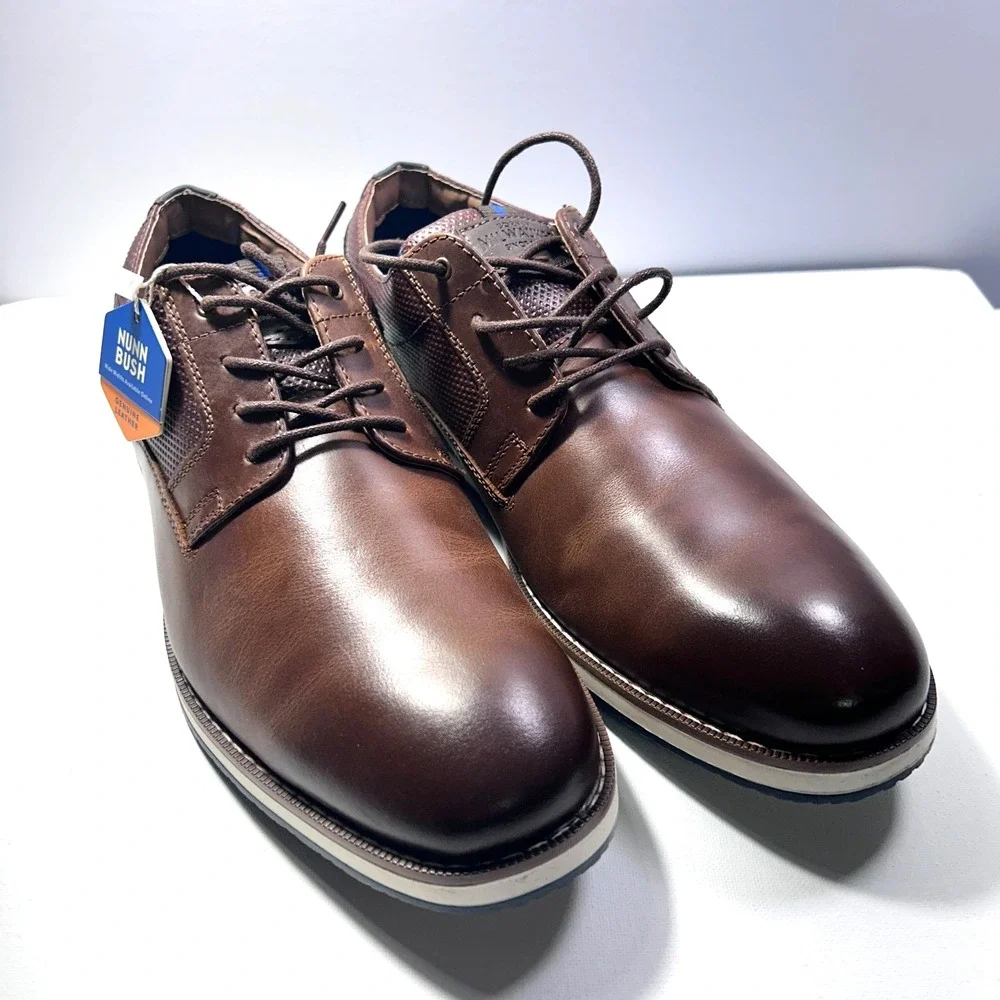 Nunn Bush Circuit‎  Plain Toe Oxford Men's Brandy  Shoes 10.5M Leather Comfort